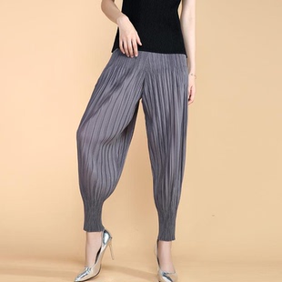 显瘦哈伦束脚九 大码 宅褶皱休闲萝卜灯笼裤 2025春夏新款 三016 女裤