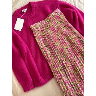 099 气质名媛女神范小清新半裙 碎花百褶高腰半身裙2025年春季 新款