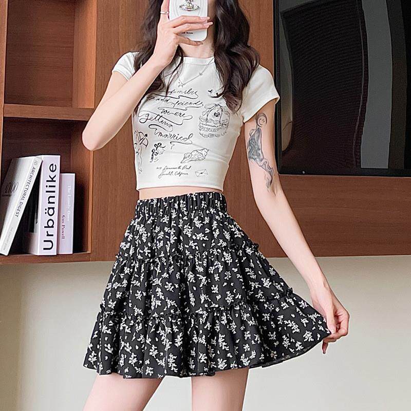 碎花蛋糕裙半身裙女2026新款春夏款高腰遮肉显瘦白色a字蓬蓬短裙