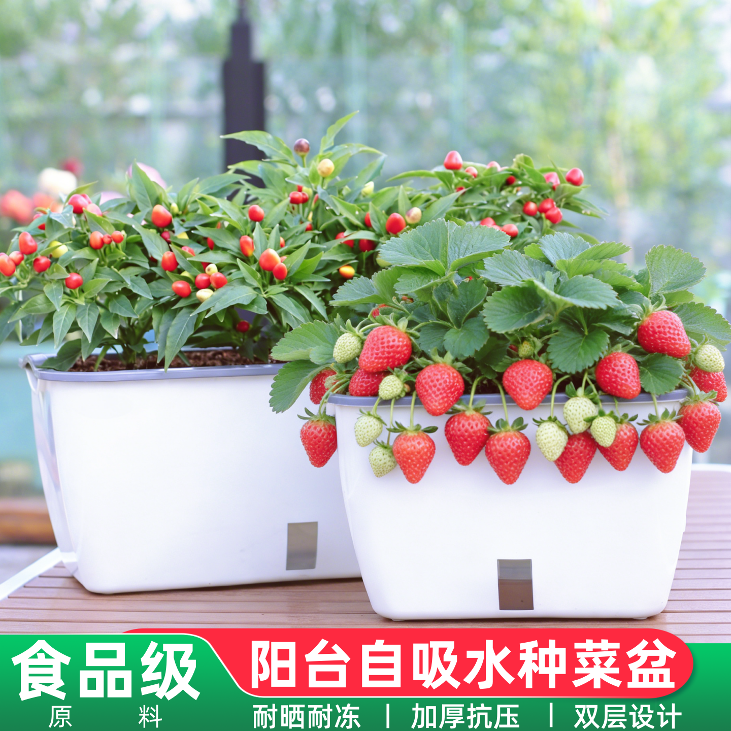 全新pp树脂阳台专用草莓种菜盆
