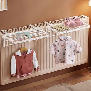 暖气片晾衣家用护栏窗外晾晒杆室内防盗窗挂钩烘干凉衣置物架铁艺