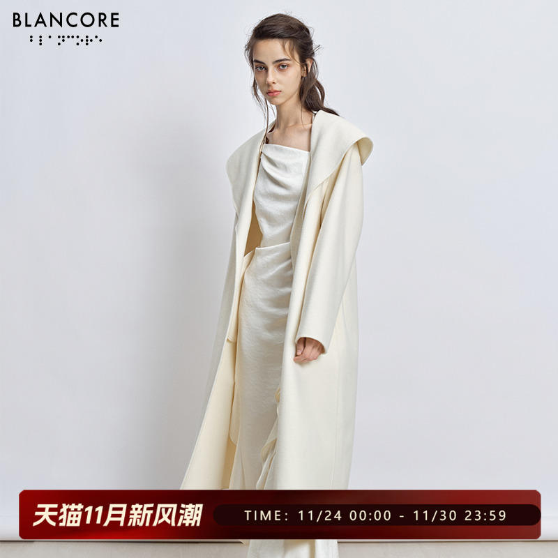 BLANCORE翻领不对称风衣外套