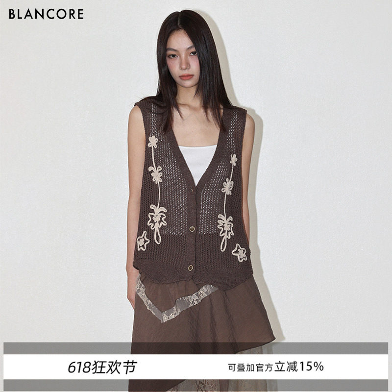 【设计师品牌BLANCORE】2026夏新品立体钩花叠穿马甲上衣