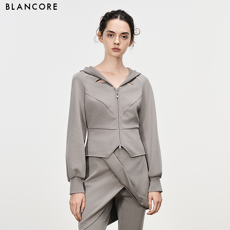 BLANCORE解构镂空连帽开衫卫衣