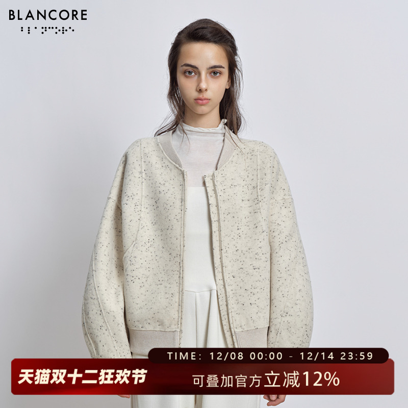 BLANCORE分割设计双面呢棒球外套