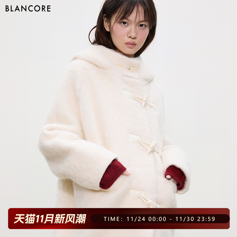 BLANCORE马海毛羊毛短大衣外套