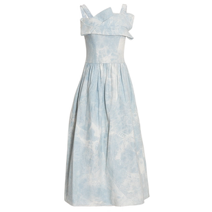 【设计师品牌BLANCORE】2024夏季新款立体结构扎染抹胸牛仔连衣裙