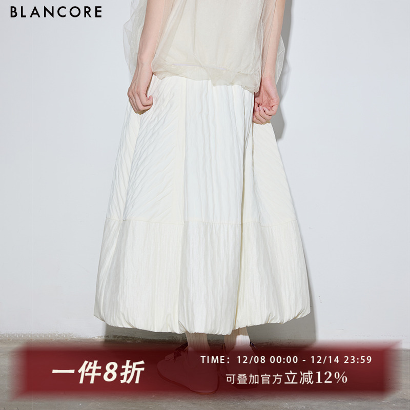 BLANCORE褶裥大摆休闲半裙