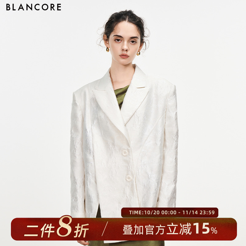 BLANCORE露背解构提花西装外套