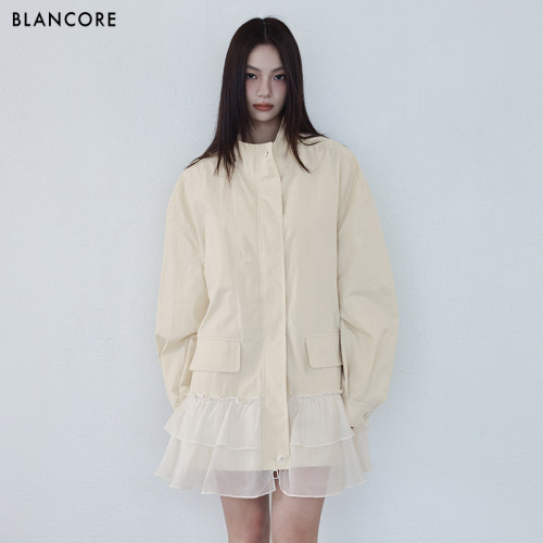 BLANCORE花边拼接立领外套