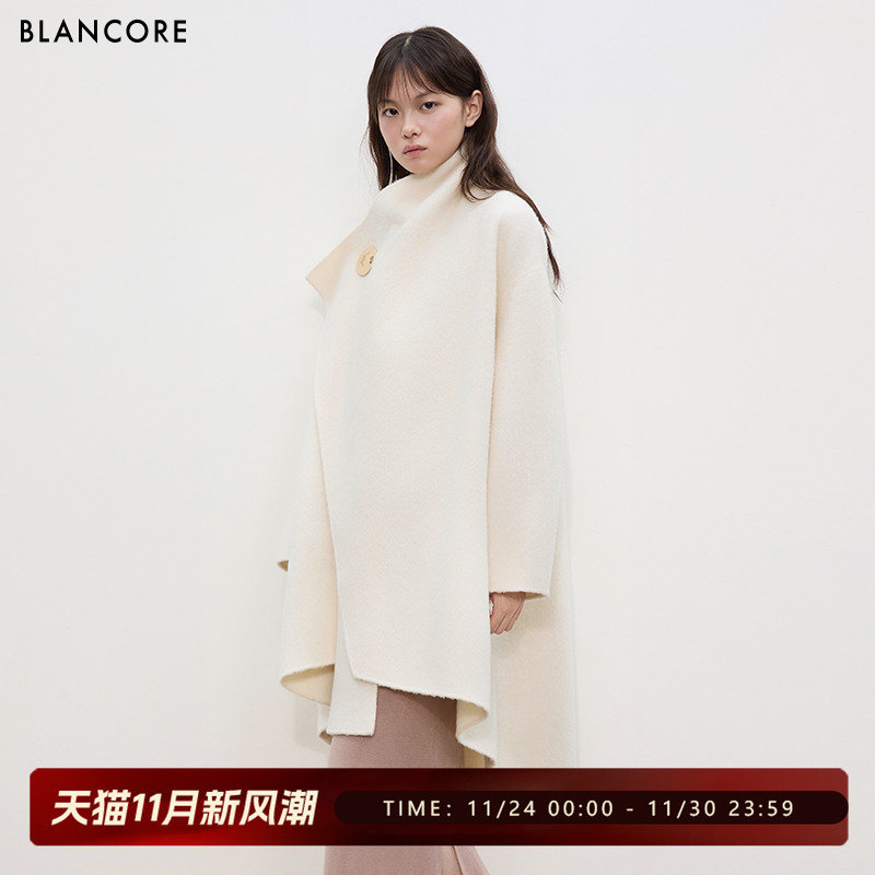 BLANCORE桑蚕丝中长款羊毛大衣