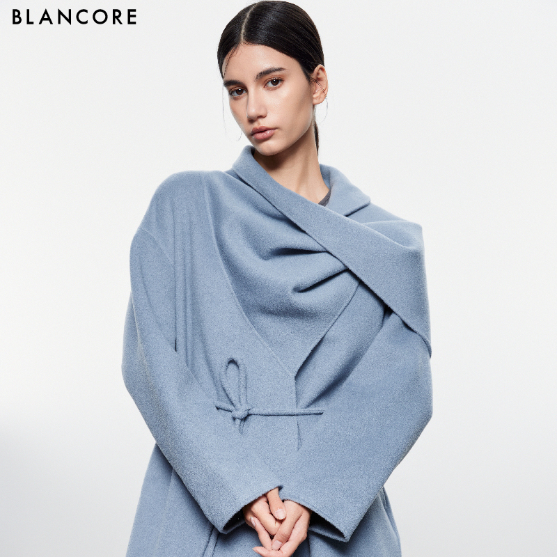BLANCORE翻领不对称风衣外套