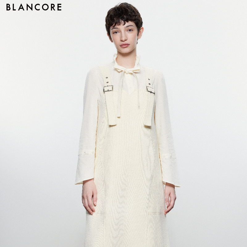 BLANCORE可调节背带长款连衣裙