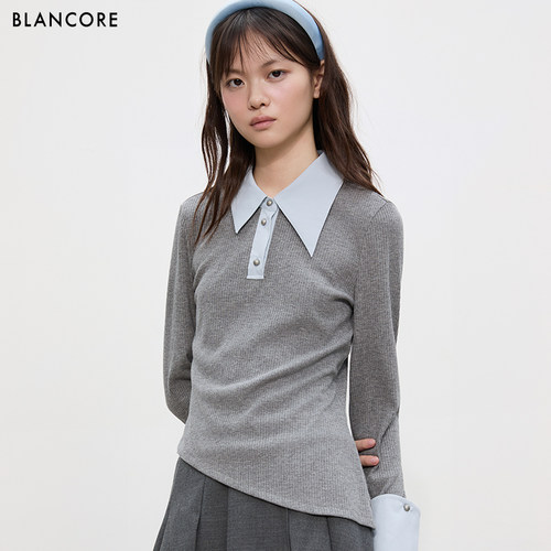 BLANCORE撞色学院风拼接衬衫打底