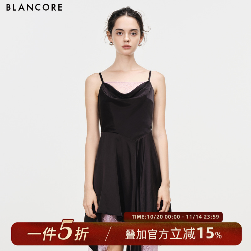 BLANCORE露背拼接蕾丝吊带连衣裙
