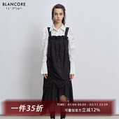 设计感拼纱抽绳背心连衣裙女 新款 设计师品牌BLANCORE 2024冬季