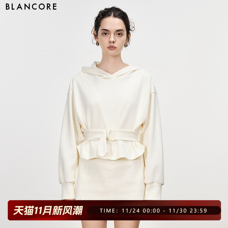 BLANCORE曲线分割腰带装饰卫衣