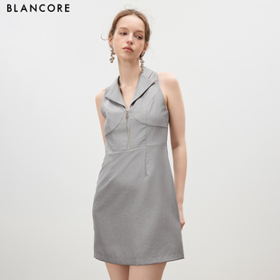 设计师品牌BLANCORE 新款 2025夏季 裙 极简仿麻可拆袖 套拉链西装