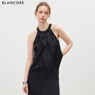 不规则拼纱挂脖吊带上衣女 设计师品牌BLANCORE 2025夏季 新款
