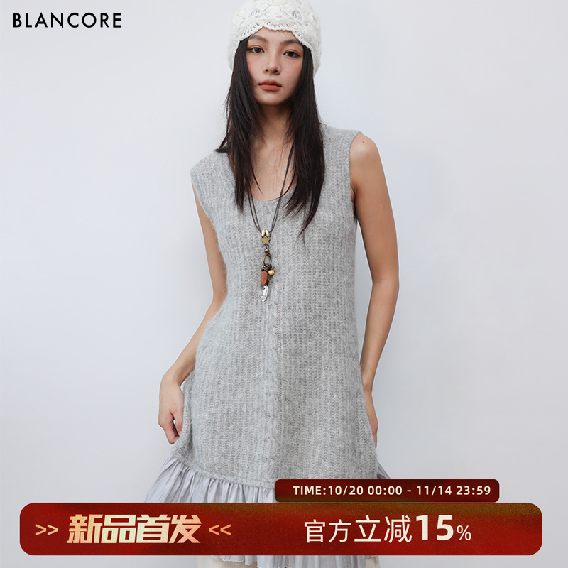 BLANCORE羊驼毛羊毛毛织连衣裙