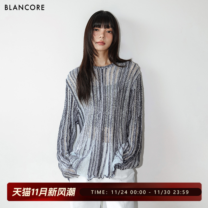 BLANCORE薄款镂空针织衫上衣女