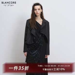 新款 2024秋季 设计感气质前后两穿拼纱外套 设计师品牌BLANCORE