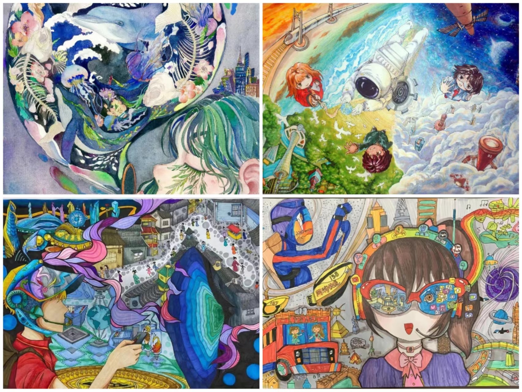 代画科幻画儿童画定制海报法治漫画安全手抄报环保儿童画科幻实物