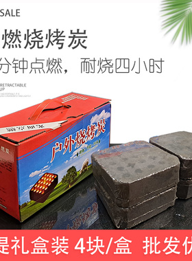 速燃烧烤碳家用果木炭取暖碳环保无烟方块速燃炭煮茶营地机制竹炭