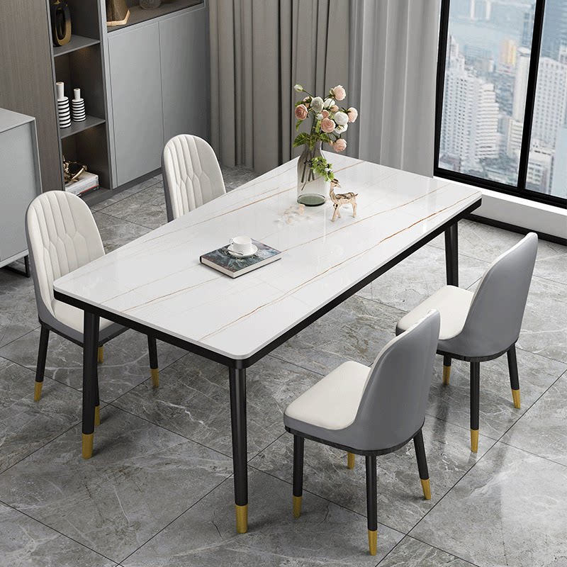 岩板餐桌椅组合家用小户型2021年新款现代简约轻奢长方形吃饭桌子