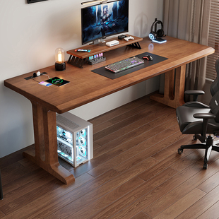 双面上色实木电脑桌台式家用办公桌大长书桌简易工作台双人电竞桌