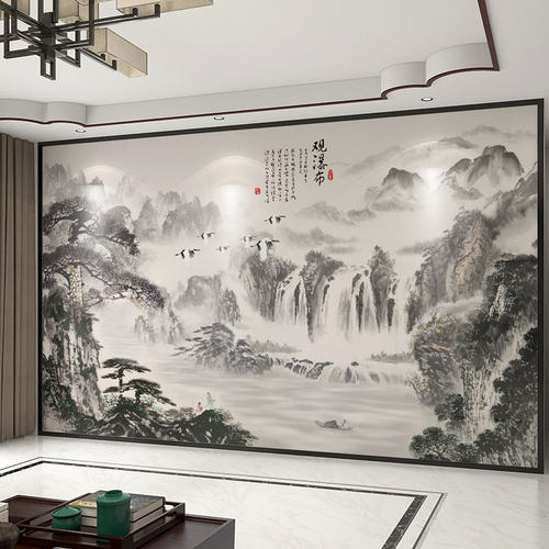 3d国画山水背景墙【全国上门贴】