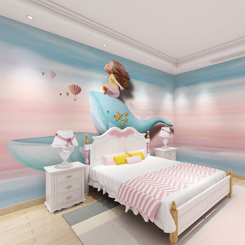 3d鲸鱼背景墙壁布【全国上门贴】