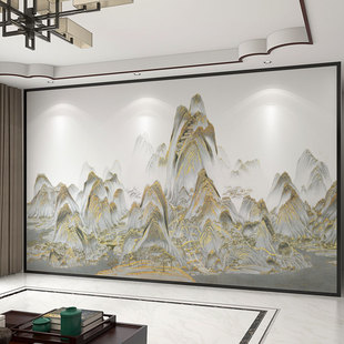 墙纸定制3d中式 山水千里江山电视背景墙壁纸客厅壁布装 饰墙布壁画
