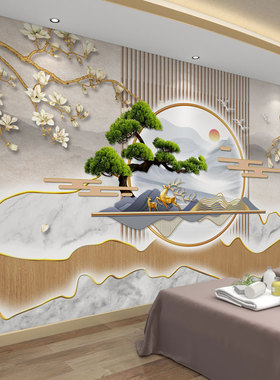 墙纸定制3d立体中式格栅墙布背景墙壁纸客厅装饰壁布店铺装修壁画