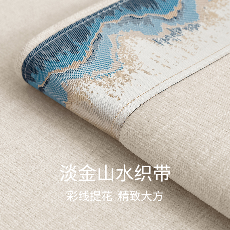 新中式沙发垫四季通用本白米白座垫实木中式坐垫红木垫子套罩靠巾