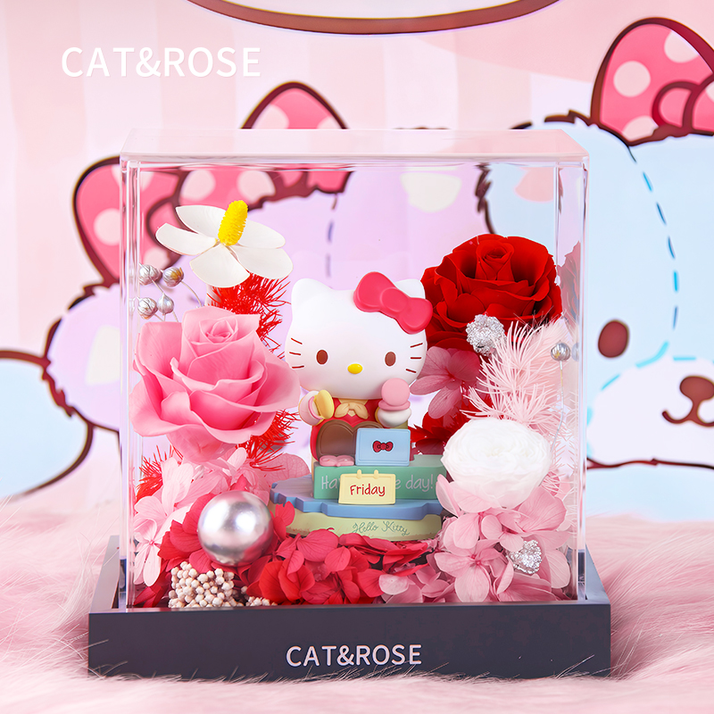 kitty永生花摆件