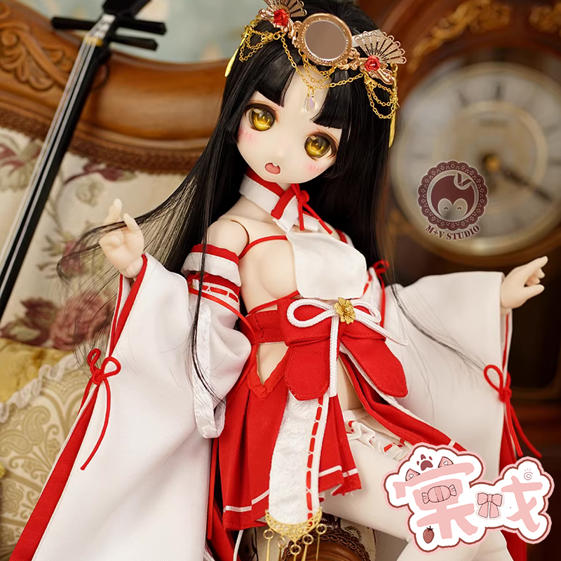 【棠戏BJD】衣服【喵屋】雪月姬 4分 MDD MSD熊妹娃衣巫女服