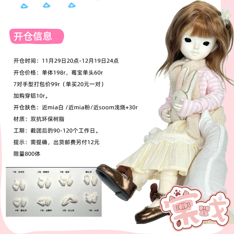 【棠戏BJD预定】素体【盒子团】星期一 6分 新普6二仓 莓宝素头