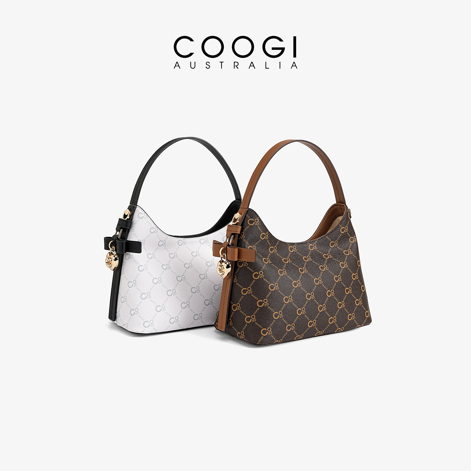 COOGI老花轻奢托特包女新款高级通勤真皮单肩斜挎包大容量手提包