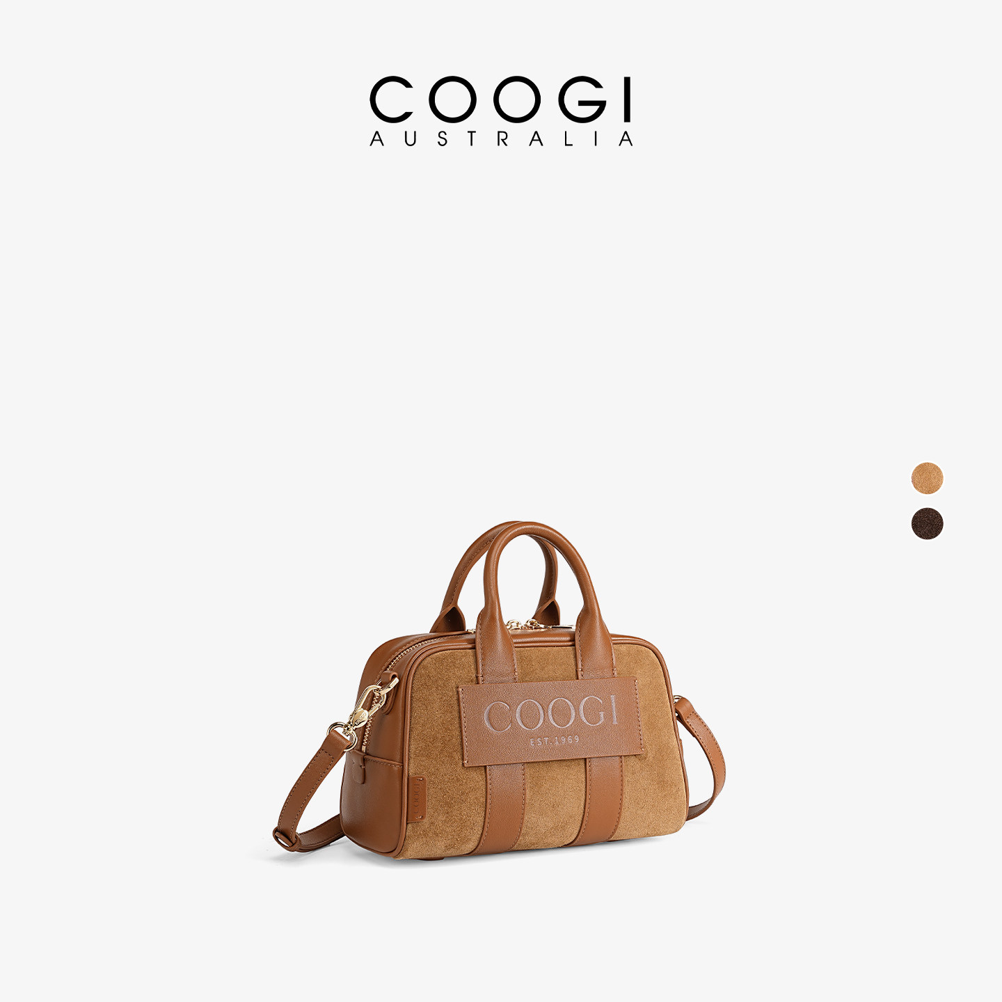 COOGI保龄球包2026新款手提包头层牛皮波士顿女包轻奢通勤斜挎包