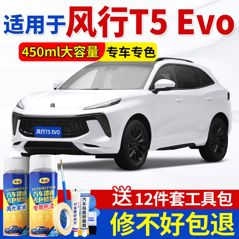 东风风行T5Evo补漆笔珍珠白色黑色汽车漆划痕修复神器原厂自喷漆