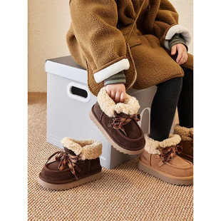 GRAPE-女童雪地靴2025冬季新款毛毛鞋韩版休闲鞋女童毛口雪地靴子