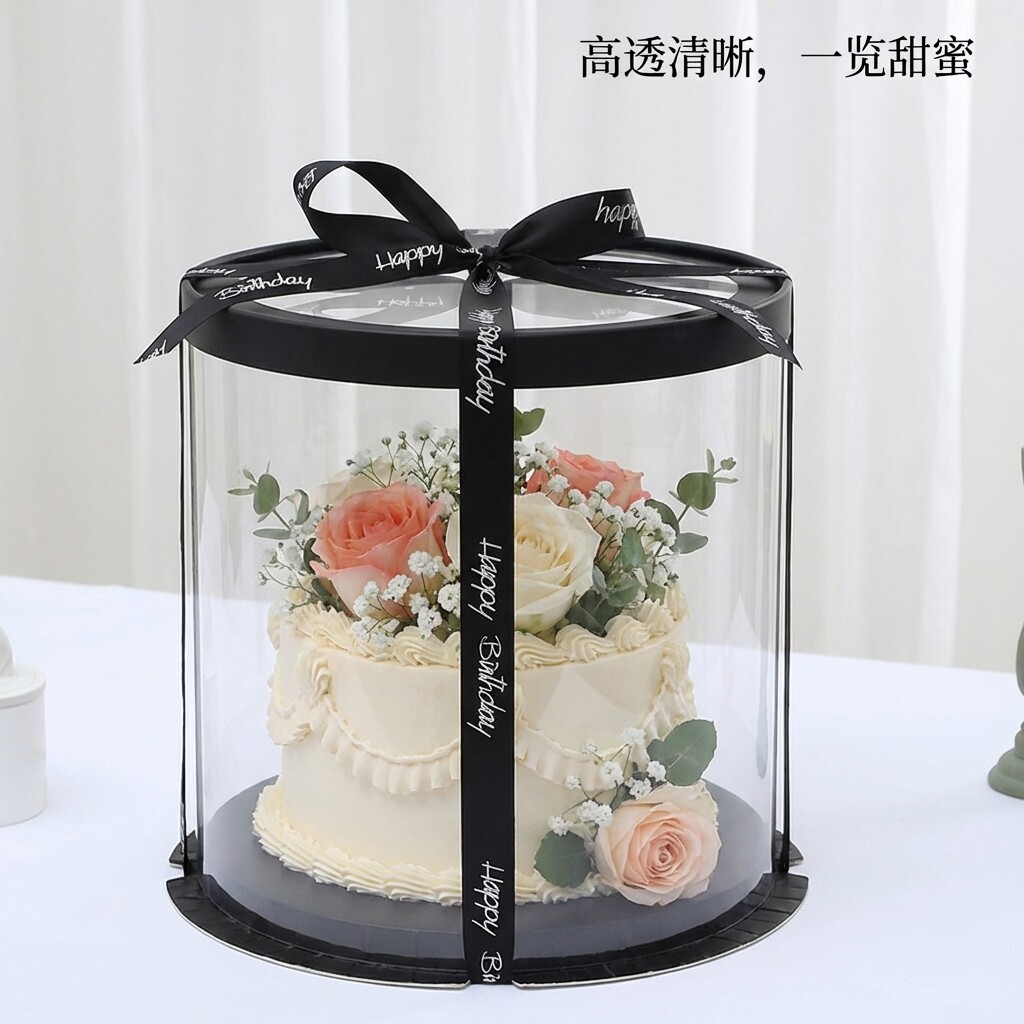 生日蛋糕盒子包装盒圆盒4四6六8八10寸单双层加高透明圆形包装盒