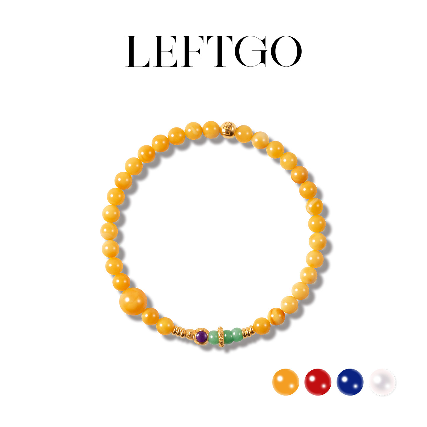 LEFTGO左戈天然南红 青金 蜜蜡 珍珠手串女S925银5mm圆珠手链多色