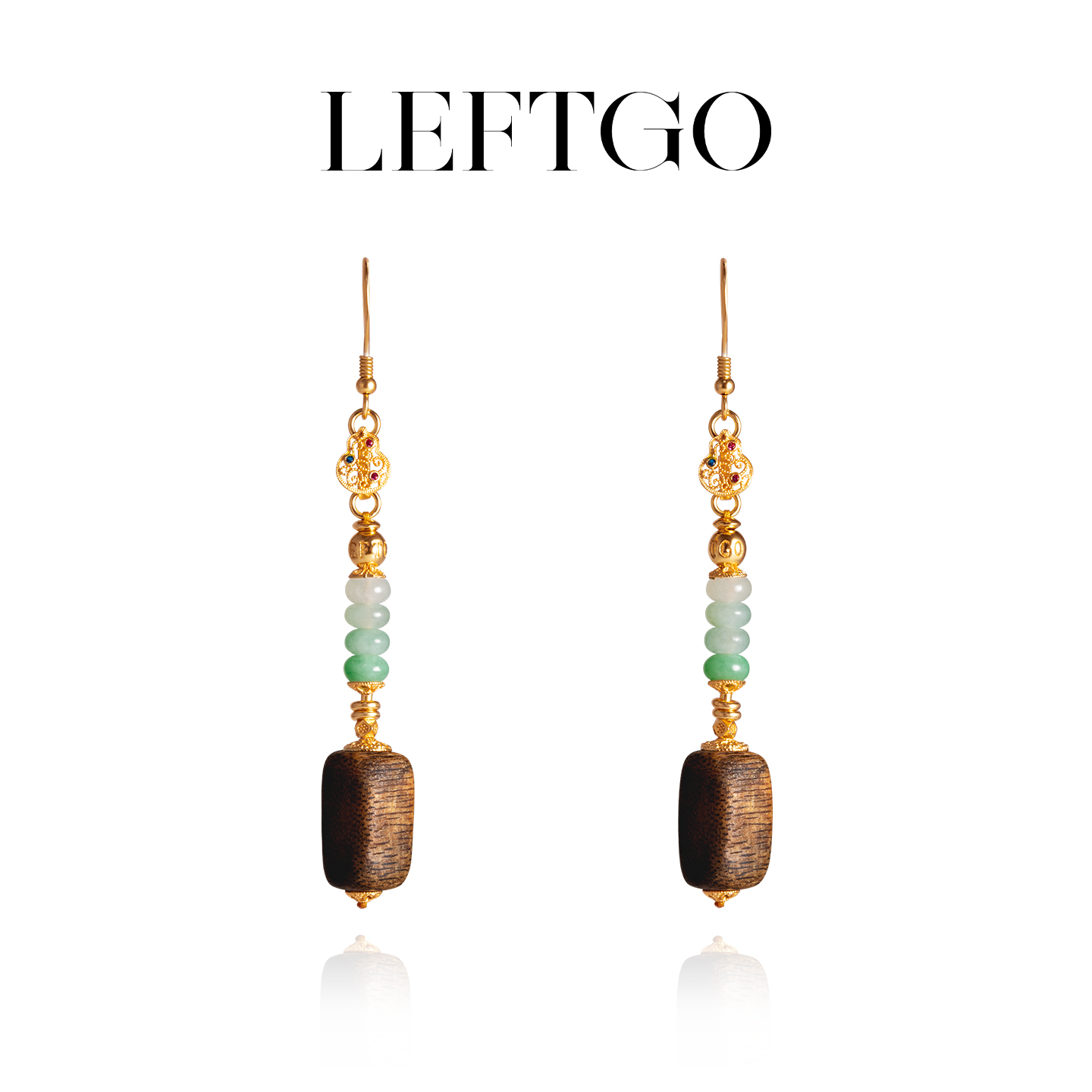 天然沉香随形耳坠耳吊女款银镀金