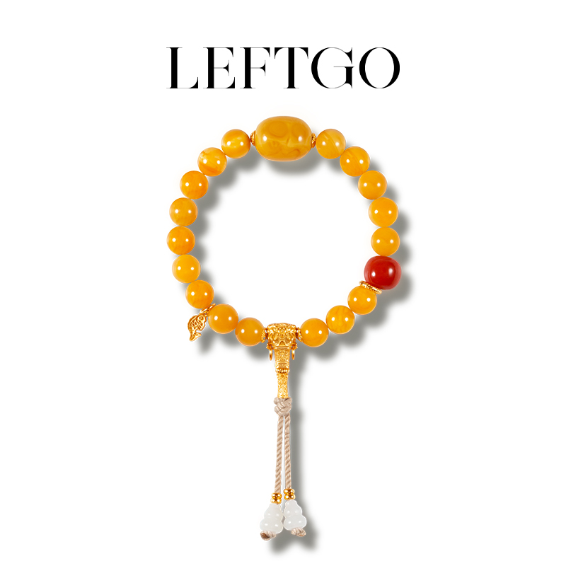 LEFTGO左戈天然老蜜蜡手串女款