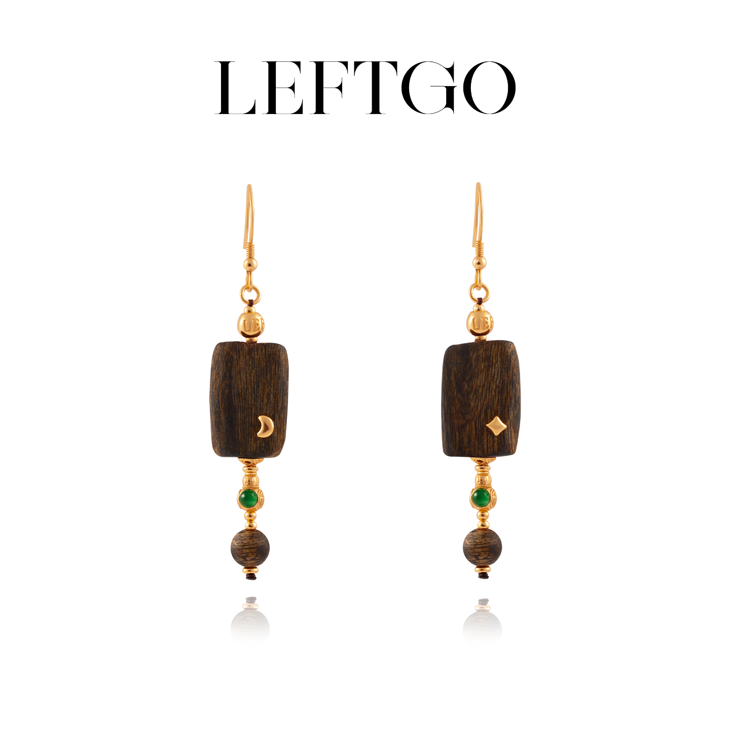 天然沉香随形无事牌耳坠耳吊女