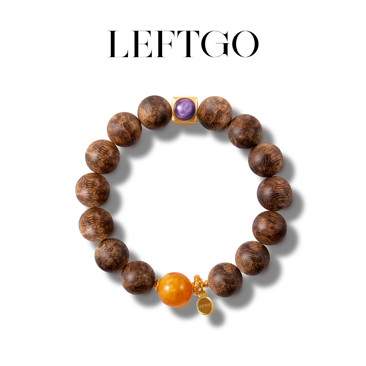 天然沉香手串男女款银镀金手链