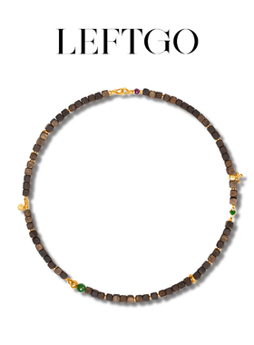 LEFTGO左戈海南莺歌绿绿奇楠沉香项链女S925银镀18K金方糖毛衣链