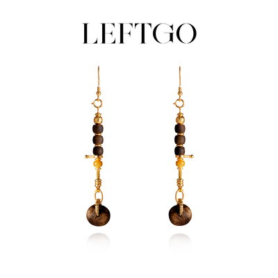 天然沉香随形耳坠耳吊女款银镀金